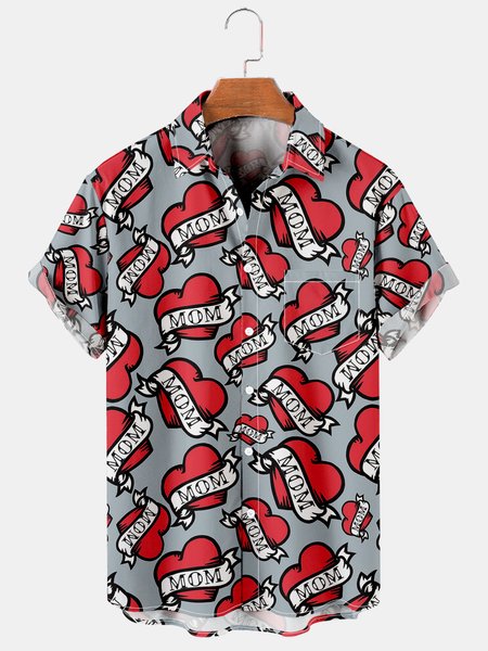 

Mother's Day Men's Casual Short Sleeve Shirts, As picture, Shirts ＆ Blouse