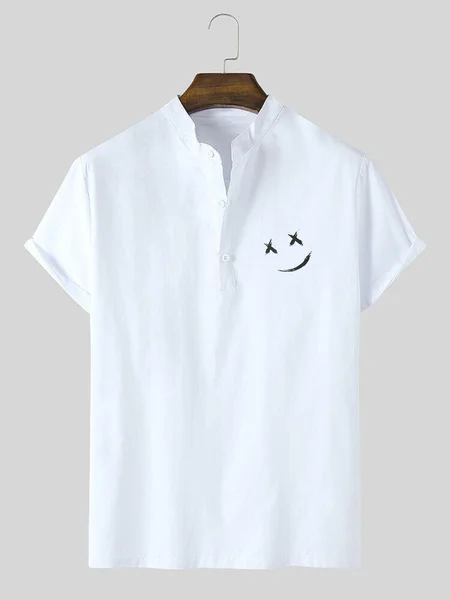 

Men's Holiday Cotton Linen Short Sleeve Shirt, White, Blouses&Shirts