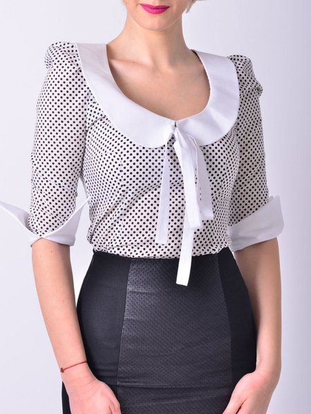 

Skinny Polka Dots Short Sleeve Top, White, Tops