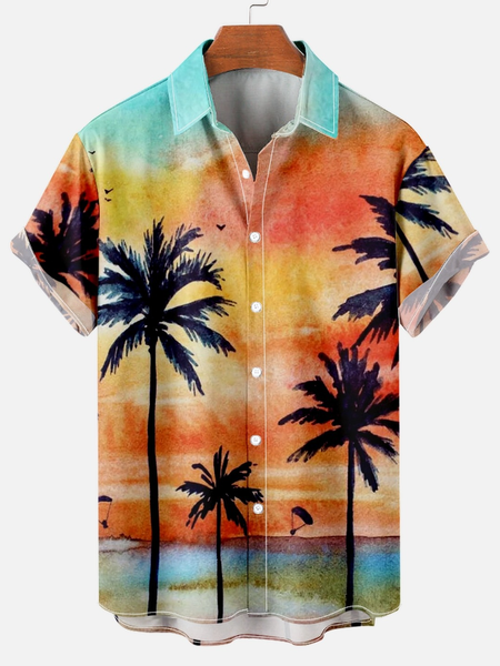 

Coconut Tree Vintage Short Sleeve Shirt, As picture, Short Sleeves Shirts