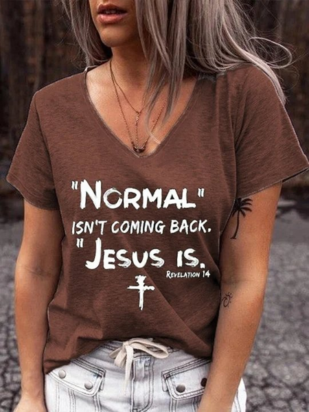 

Regular Fit Letter Casual Short Sleeve T-Shirt, Coffee, Tees & T-shirts