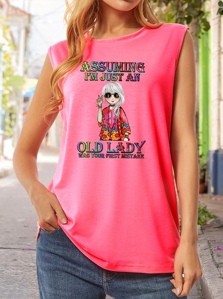 

Assuming I'm Just An Old Lady Casual Tank, Dark pink, Tank Tops