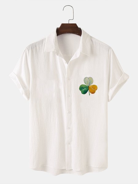 

Men's Holiday Cotton Linen Short Sleeve Shirt, White, Blouses&Shirts