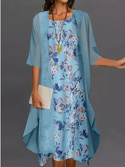 

Floral Vacation Two Piece Sets, Blue, Suit Set