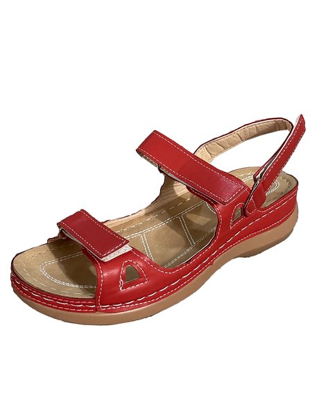 

Velcro Portable Comfortable Sole Sandals, Red, Sandals