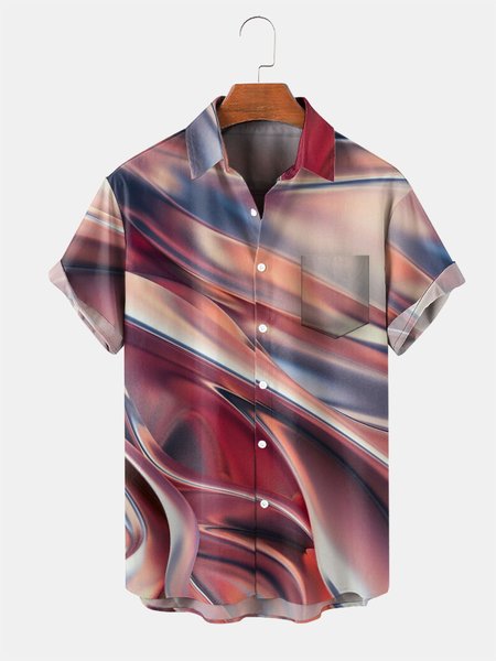 

Abstract Graphic Men's Casual Short Sleeve Shirt, As picture, Men's Floral shirt