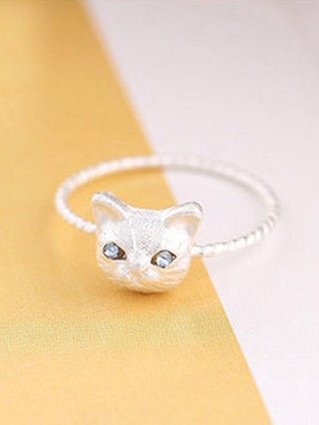 

Alloy Cat Rhinestone Ring, Silver, Rings