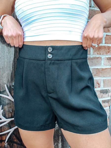 

Vacation Casual Solid High Waist Shorts, Green, Shorts