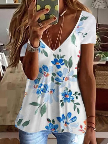 

Floral Vacation Regular Fit Short Sleeve T-Shirt, White, T-Shirts