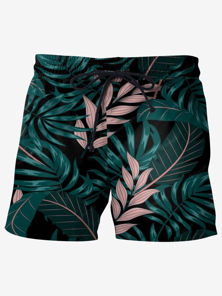

Hawaiian Graphic Men's Casual Beach Shorts, Green, Men's shorts