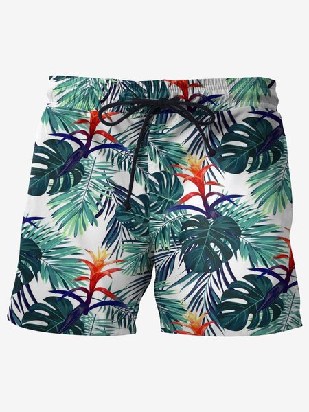 

Hawaiian Graphic Men's Casual Beach Shorts, Green, Men's shorts
