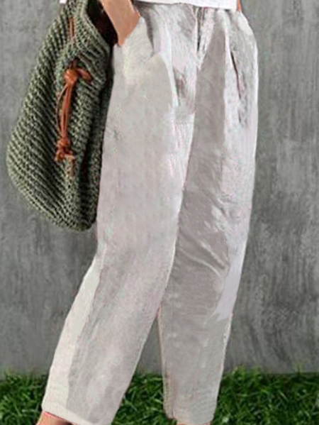

Solid Color Casual Loose Pants, Gray, Pants