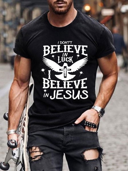 

Easter Cross and Dove of Peace Letter Print Men's Casual Short Sleeve T-Shirt, Black, T-Shirts