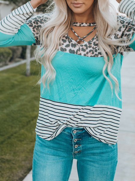 

Leisure and comfortable leopard print spring new pop designer premium women's top, Multicolor, Long sleeve tops