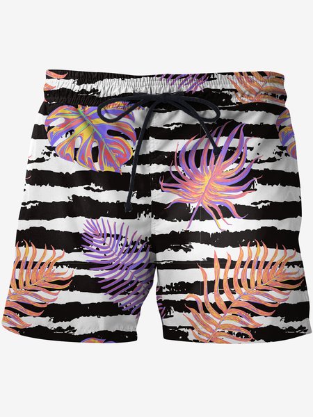 

Hawaiian Graphic Men's Casual Beach Shorts, As picture, Men's shorts