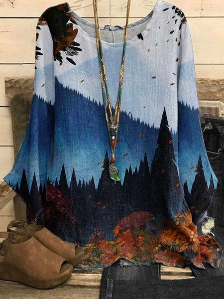 

Casual Long Sleeve Tops, Blue, Tops