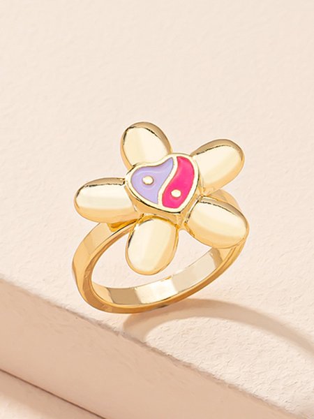 

Vintage Alloy Flower Ring, As picture, Rings