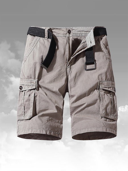 

Multi-pocket Workwear Casual Cotton Cropped Shorts, Khaki, Shorts