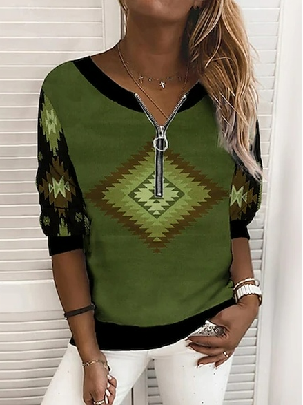 

V Neck Casual Cotton Blends Sweatershirt, Green, Sweatshirts & Hoodies