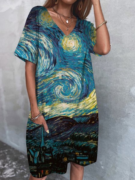 

The starry sky Casual Short Sleeve women Dress, Multicolor, Dresses