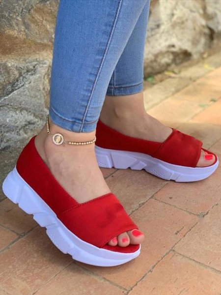 

Women's Flyknit Comfortable Platform Sports Sandals, Red, Sandals