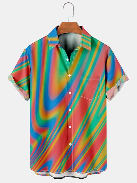 

Abstract Graphic Men's Short Sleeve Casual Shirt, Red, Men's Floral shirt