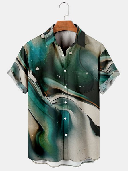 

Abstract Graphic Men's Short Sleeve Casual Shirt, Green, Men's Floral shirt