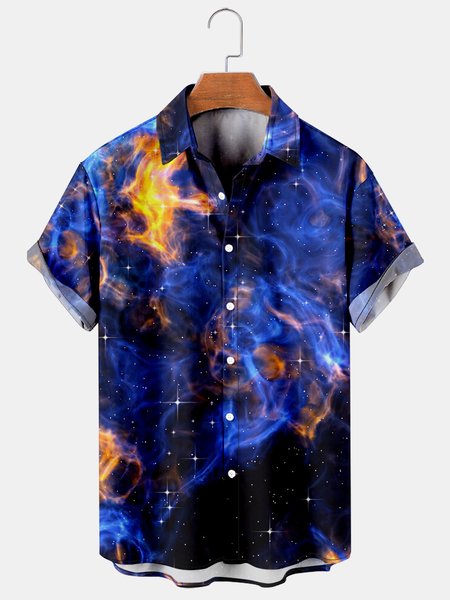 

Abstract Graphic Men's Short Sleeve Casual Shirt, Blue, Men's Floral shirt