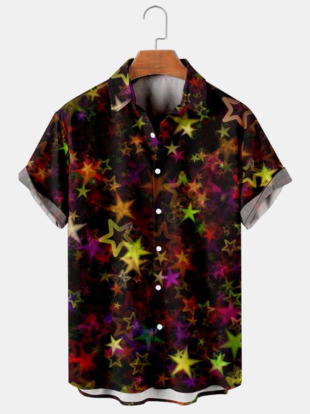 

Abstract Graphic Men's Short Sleeve Casual Shirt, Reddish black, Men's Floral shirt