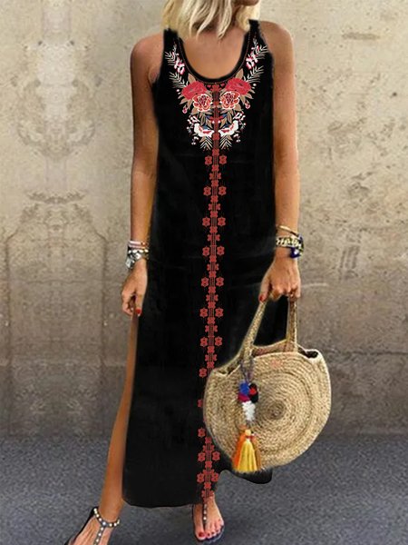 

Tribal Crew Neck Short Sleeve women Dress, Black, Dresses