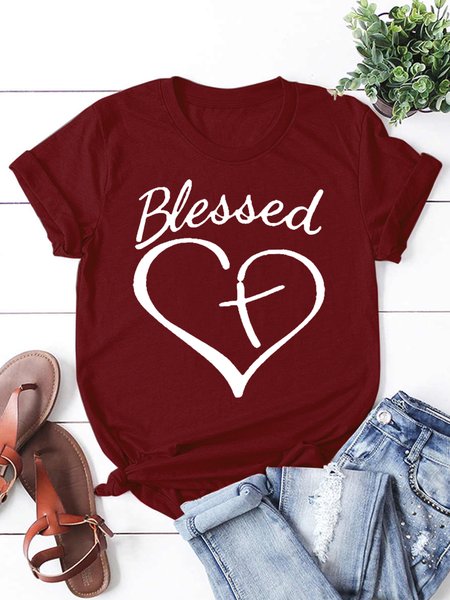

Blessed Love Heart Women's Short Sleeve T-Shirt, Red, T-shirts