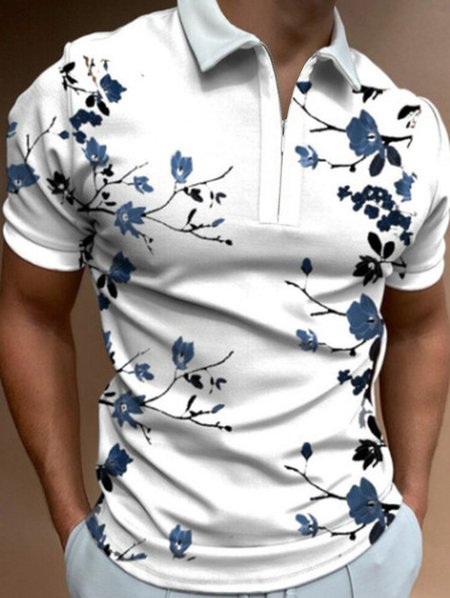 

Short Sleeve Casual Men's Polo Shirt, White, Men's t-shirts