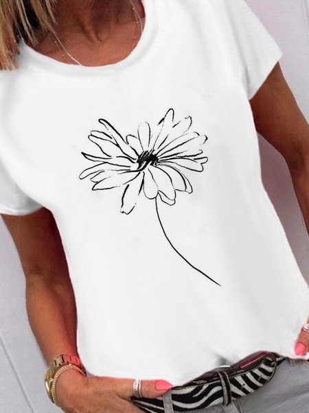 

Loosen Casual Short Sleeve T-Shirt, White, T-Shirts