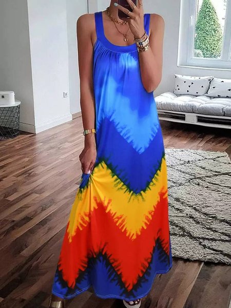 

Regular Fit Casual Sleeveless Knit Dress, Multicolor, Maxi Dresses