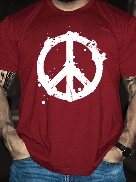 

Peace Cotton Short Sleeve T-Shirt, Red, T-shirts