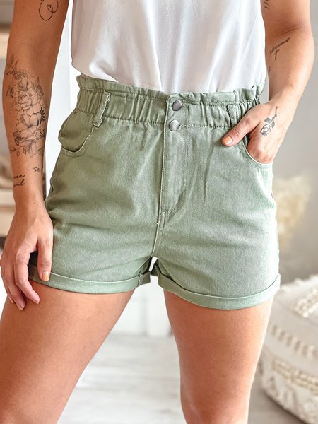 

Spring new hot discounts super nice casual ladies denim shorts, Green, Shorts