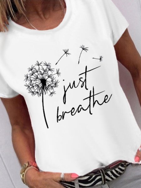 

Casual Crew Neck Solid Short Sleeve T-Shirt, White, T-Shirts