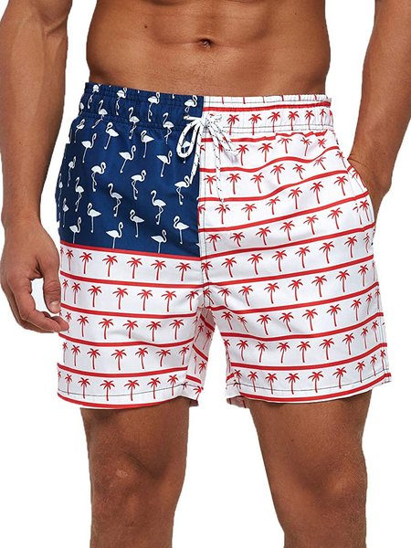

Hawaiian Graphic Men's Casual Beach Shorts, As picture, Men's shorts
