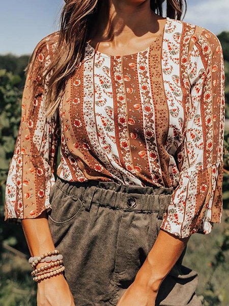 

Ethnic Pattern Tribal Style Spring New Explosive Preferential Super Good-looking Casual Ladies Tops, Multicolor, Long sleeve tops