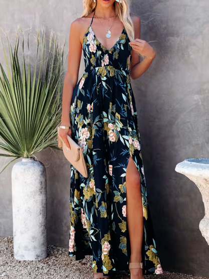 Loosen Spaghetti Vacation Short Sleeve women Dress, Black, Dresses