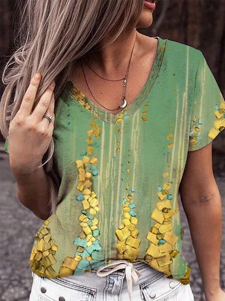 

Casual Short Sleeve T-Shirt, Yellow, T-Shirts