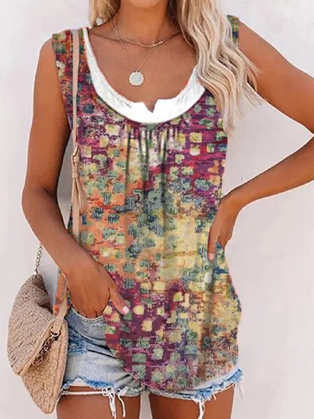 

Tribal Sleeveless Plus Size Casual Tank, Multicolor, Tank Top