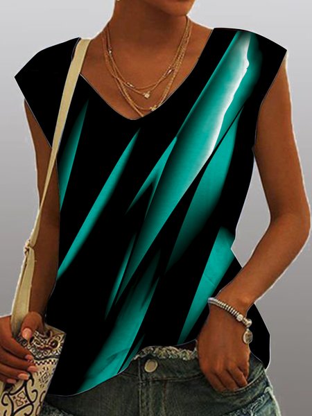 

Daily leisure beach vacation gradient Aurora loose top T-shirt Plus Size, Black-green, T-Shirts