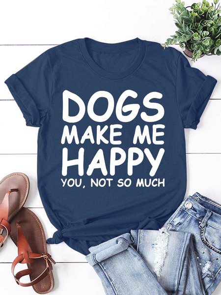 

Dog Make Me Happy You Not So Much Women's Short Sleeve T-Shirt, Deep blue, T-shirts