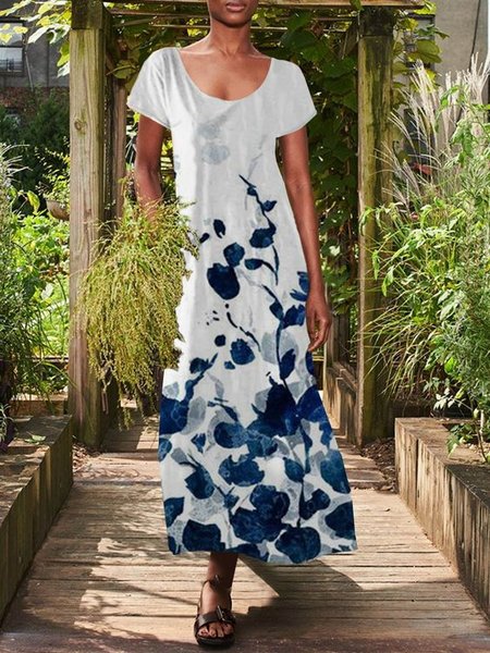 

Cotton Short Sleeve Woven Dress, White, Dresses