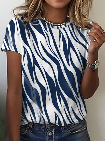

Loosen Short Sleeve T-Shirt, White-blue, T-Shirts
