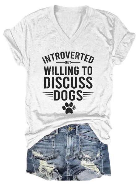 

Introverted But Willing To Discuss With My Dog Shirts&Tops, White, T-shirts