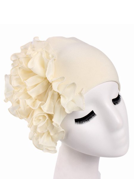 

Vintage Chiffon Lace Flower Hat, Beige, Women Hats