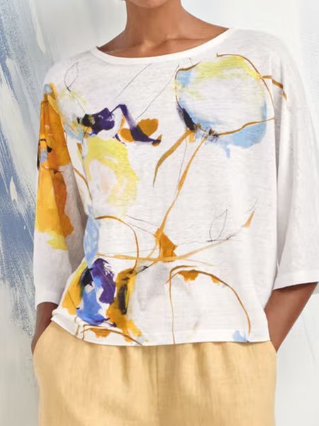 

Abstract Splash Print Spring New Hot Deals Super Nice Ladies Casual Tops, Multicolor, Long sleeve tops