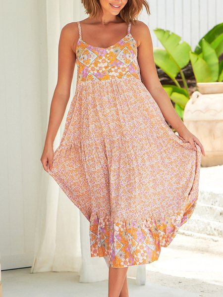 

Vacation Cotton Short Sleeve Woven Dress, Pink, Dresses